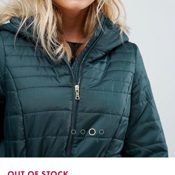 NWT ASOS puffer Jacket faux fur hood utility - Picture 2 of 6
